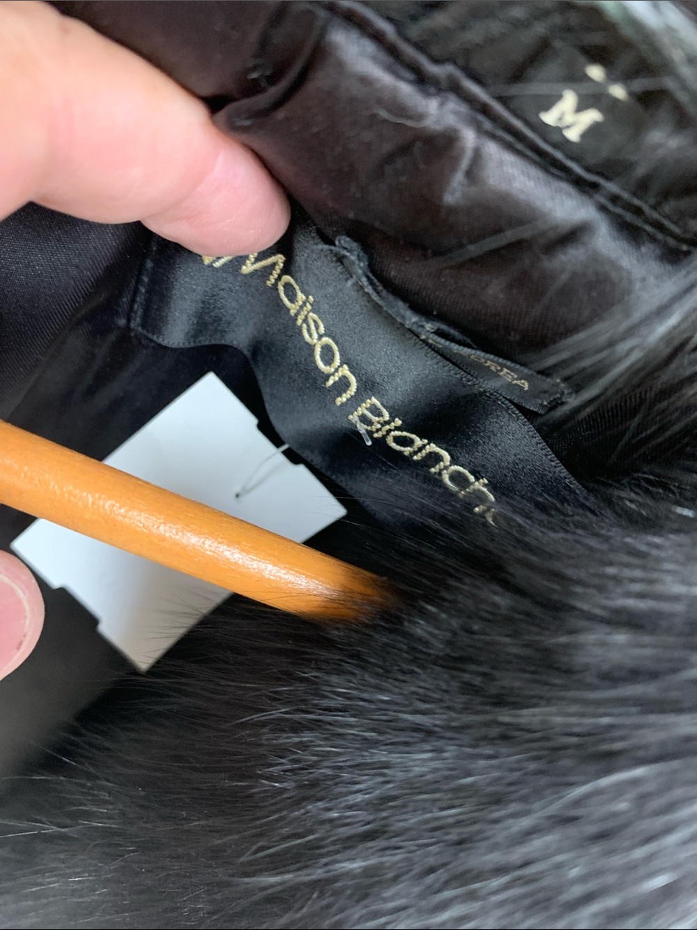 Black Leather Trench Coat with Luxe Fur Collar - Picture 3 of 7